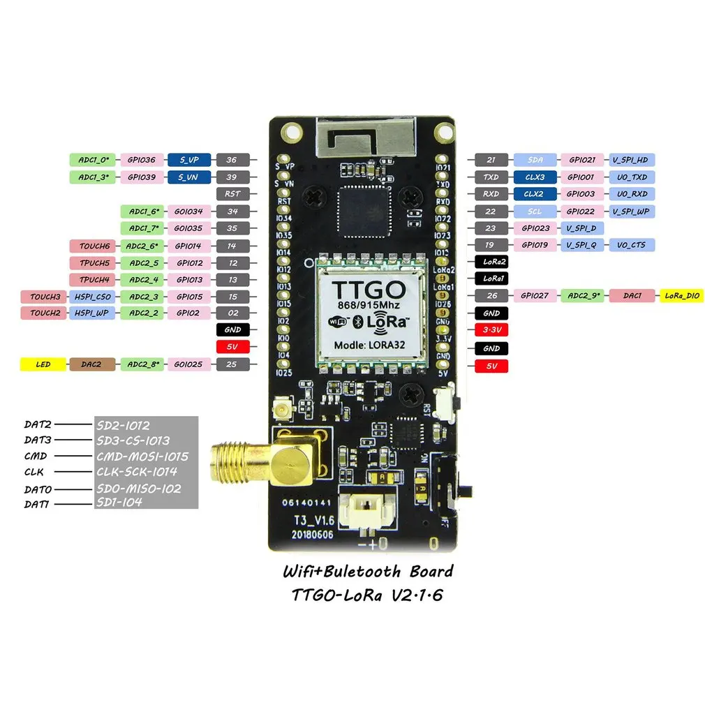 TTGO ESP32 Paxcounter LoRa32 V2.1 версия 433/868/915 МГц LoRa ESP 32 OLED 0 96 дюймовая SD карта Bluetooth compatible WI FI