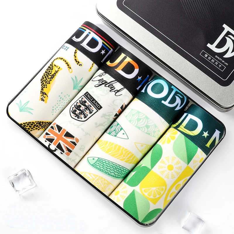 4 шт./лот мужские летние трусы боксеры из гладкого ледяного шелка сексуальные с