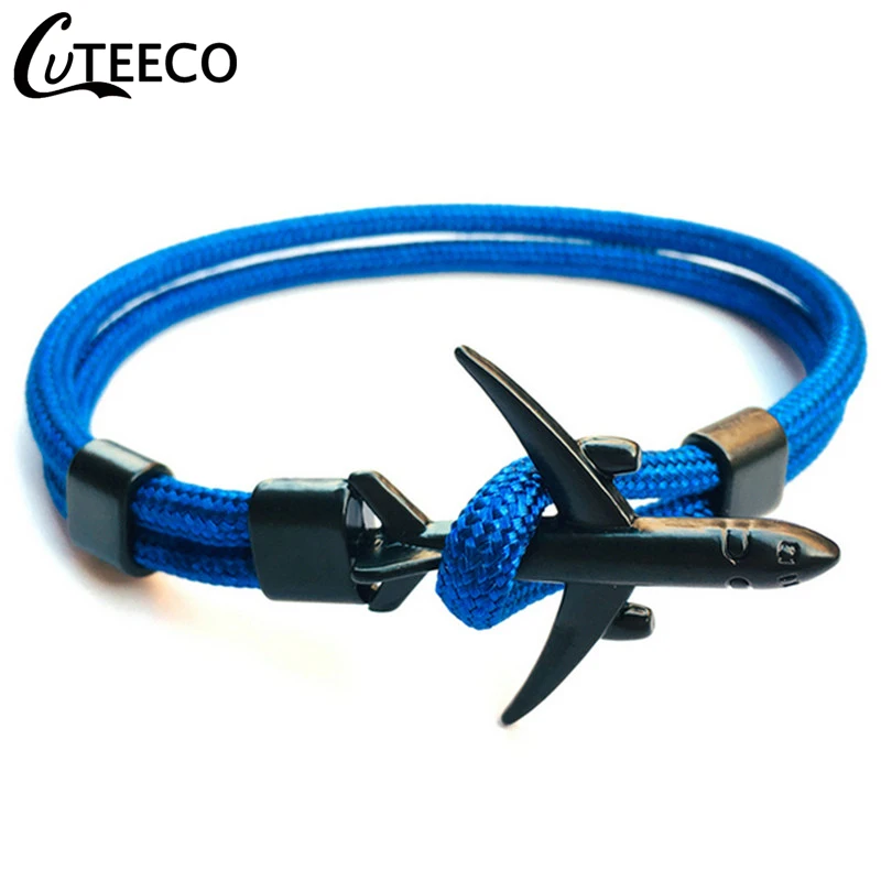 AJ3136-7 CUTEECO, высокое качество, браслеты для мужчин, Паракорд, якорь, браслеты из нержавеющей стали, Pulseira Masculina Feminina, ювелирные изделия для мужчин, обёрточная бумага - Окраска металла: AJ3136-7