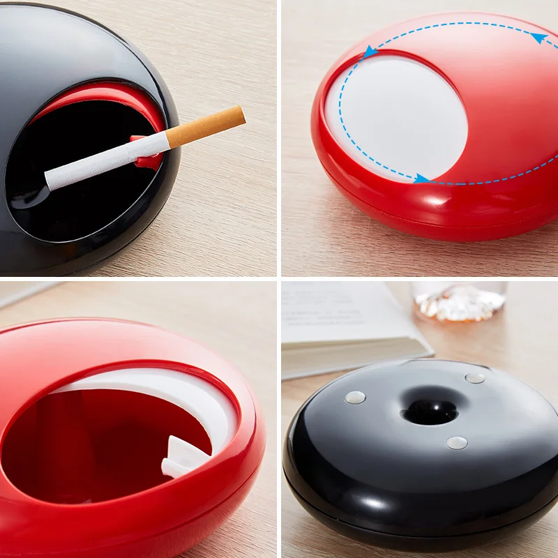 Slide Cover Style Windproof Round Ashtray Eco-Friendly Portable Cars Home Creative Smoke Accessory Heat Resistant Ash Tray | Дом и сад