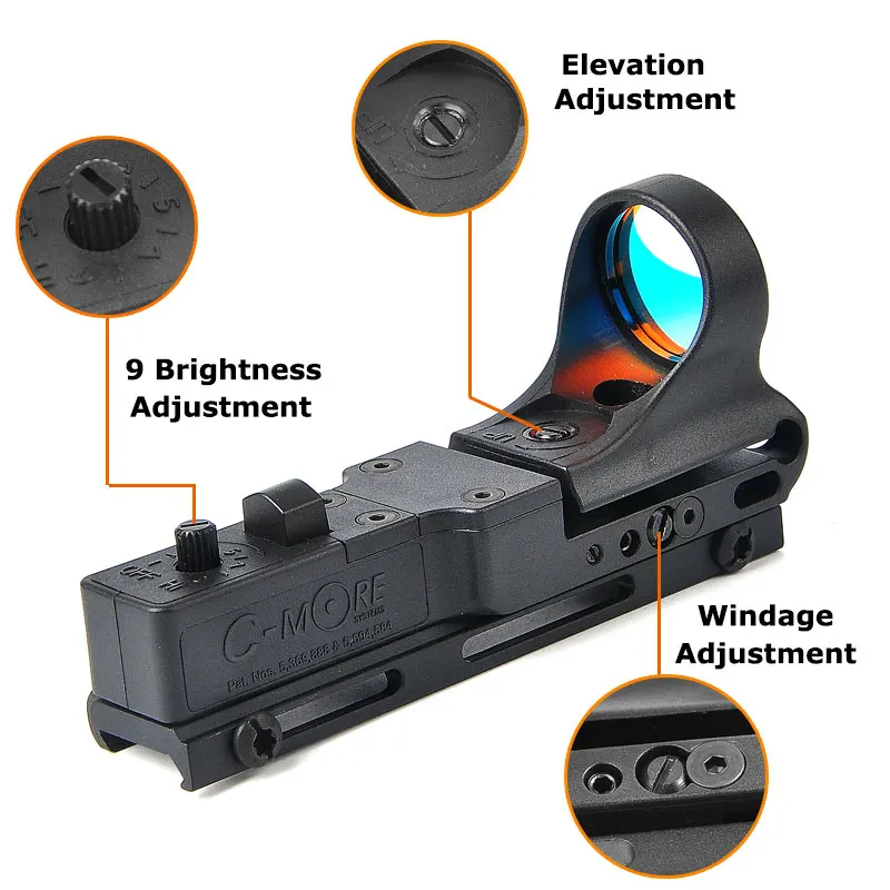 New Tactical Red Dot Sight EX 182 Element SeeMore Railway Reflex C-MORE Red&ampGreen Illumination Scope for Airsoft | Спорт и