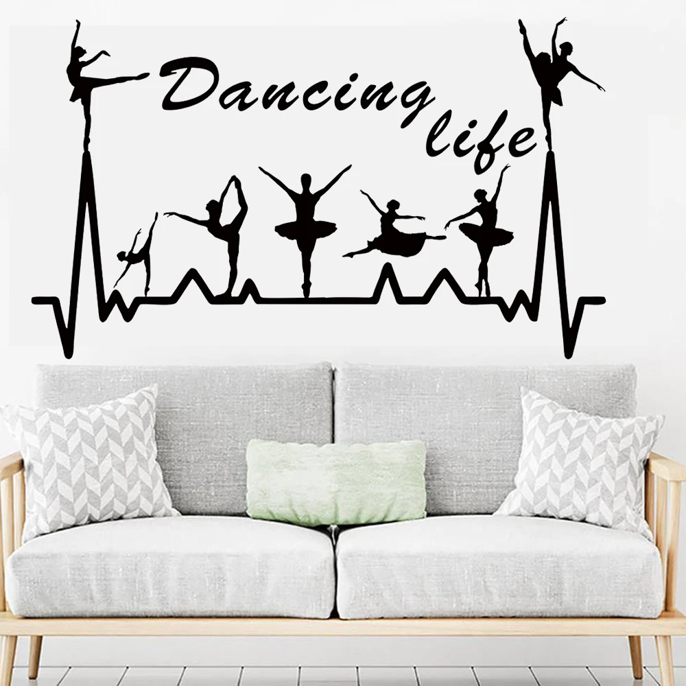 

Настенные Стикеры "Танцующая жизнь", домашний декор для гостиной, балерины, танцы, виниловые наклейки на стену для девочек, украшение для детской спальни Z106