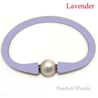 7 inches 10 11mm one aa natural round pearl lavender elastic rubber silicone bracelet for women