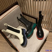 thick soled chelsea boots women s short boots mid tube boots soled boots women s cool boots green winter botas mujer