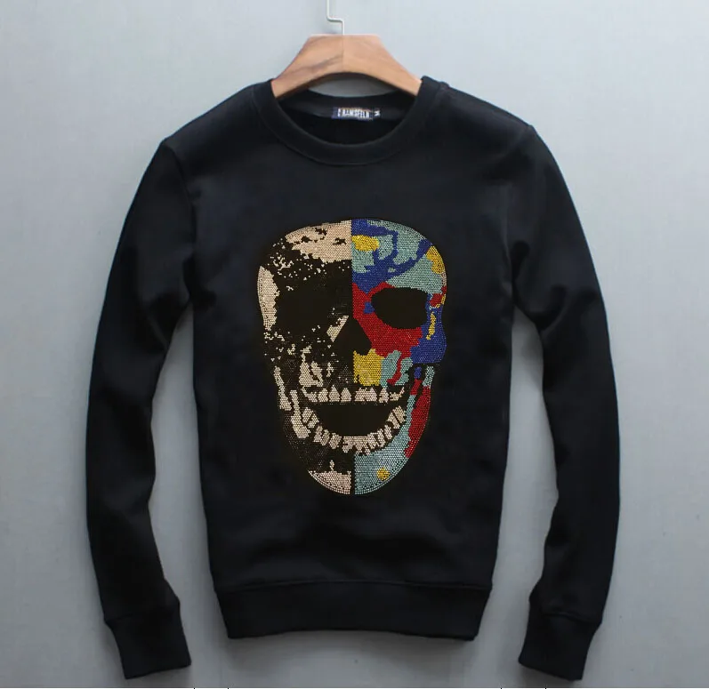 Модная теплая толстовка с капюшоном пуловер со стразами Повседневная Толстовка