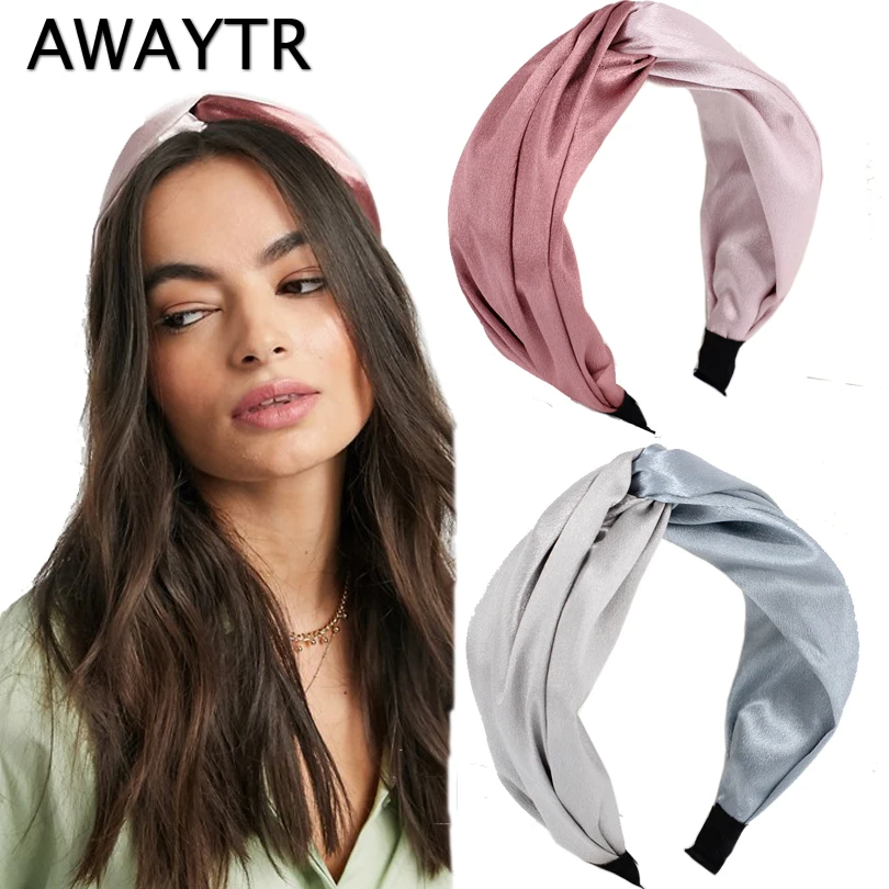 Женский ободок для волос AWAYTR широкий из шифона с вышивкой |