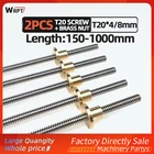 CNC 3D принтер 2 шт. T20 трапециевидный стержень, ведущий винт, резьба 20 мм, свинцовый 48 мм с латунной гайкой, L = 150 мм-1000 мм