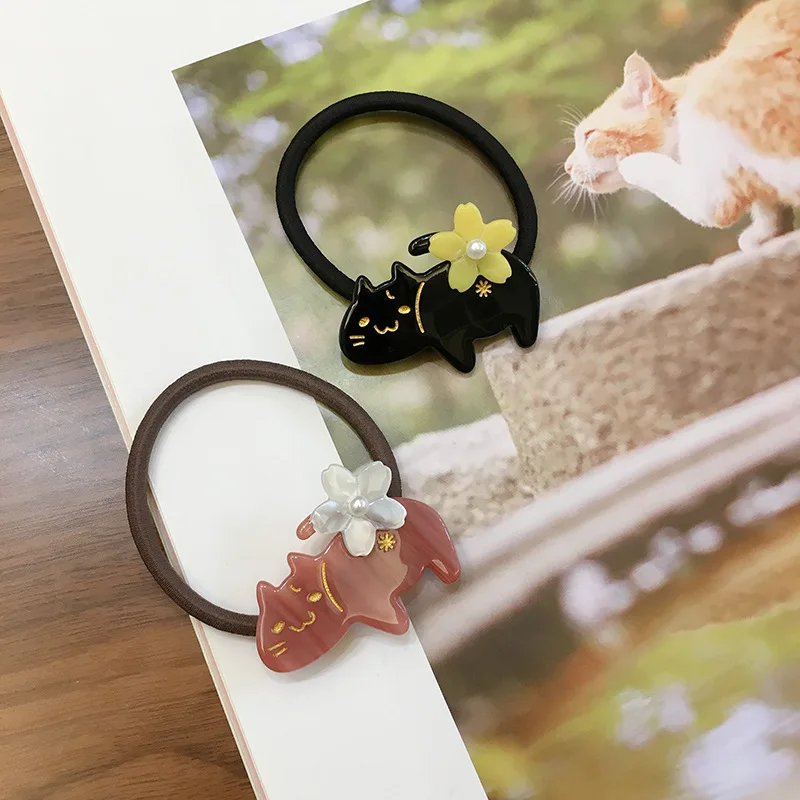 

High-quality Women lovely cat flower Hair Barrettes Acetate Fashion Hairpins Perfect Gift Sweet Hair elastic hair bands