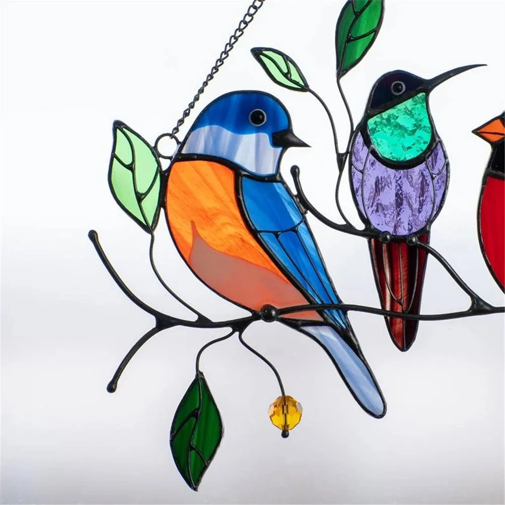 

4/7 Multicolor Birds on a Wire Home Decorations Metal Suncatcher Window Tree Panel Ornaments Pendant Crafts Artwork Art