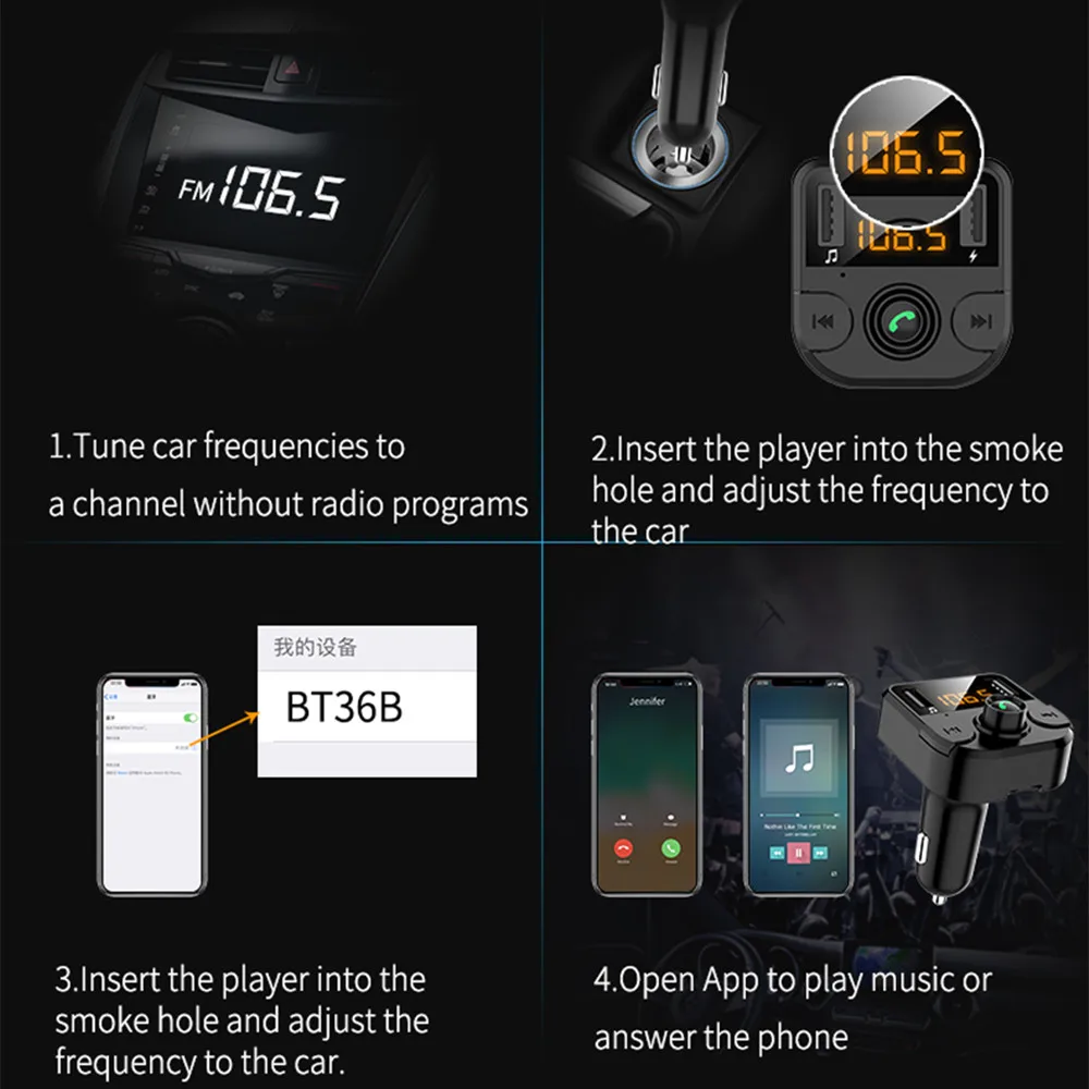

MP3 Player Car Kit USB Charger FM transmitter Bluetooth 5.0 Handsfree Wireless LCD For Citroen C5 C3 C4 Picasso Xsara Berlingo