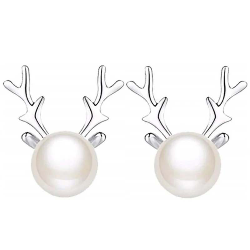 M серьги рождественские Женские Имитация Жемчуга лося серьги-гвоздики с