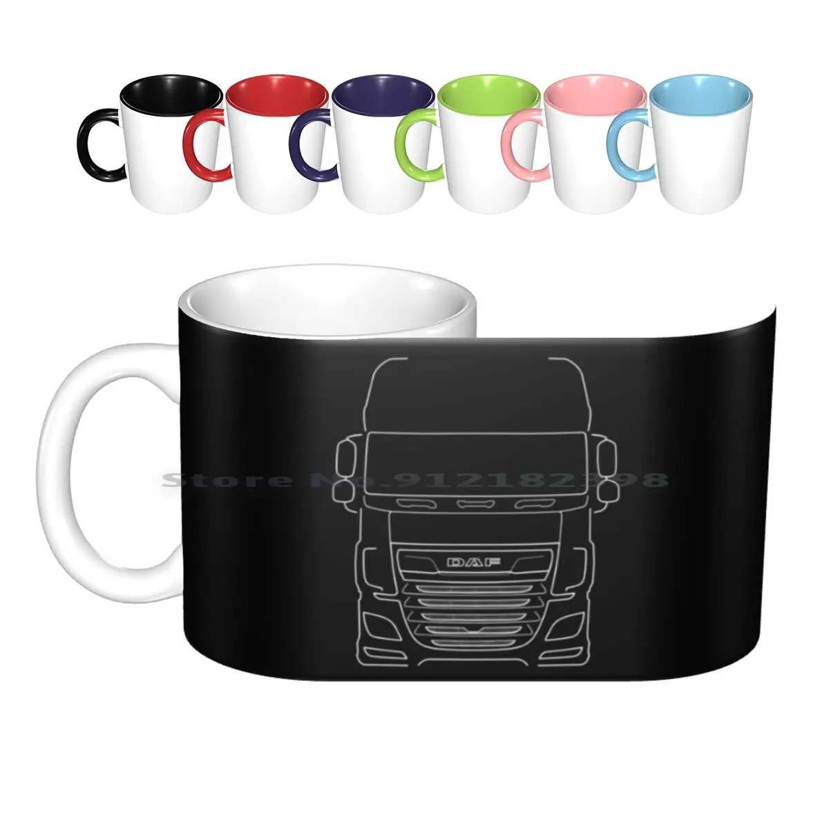 

Daf Xf Series Truck Outline Graphic ( White ) Ceramic Mugs Coffee Cups Milk Tea Mug Daf Truck Lorry Semi Tractor Unit Xf Series