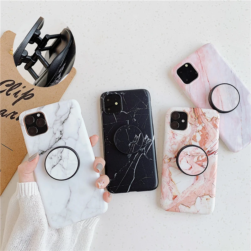 Классический Мрамор Стенд кожаный чехол для телефона с держателем для iPhone 11 Pro Max XR X XS макс 7 8 6S плюс Чехол Мягкий IMD для задней панели телефона с откидной крышкой
