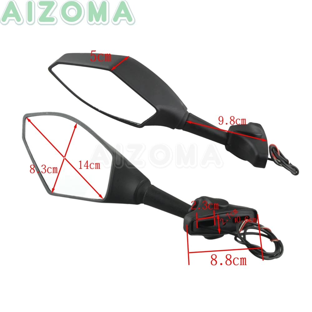 Motorcycle Rear View Mirror LED Signal Light Indicator Side Mirrors For Yamaha FZ1 FZ6 FZ6S Fazer 89-12 FZS1000 FZR600 YZF R1/R6 |
