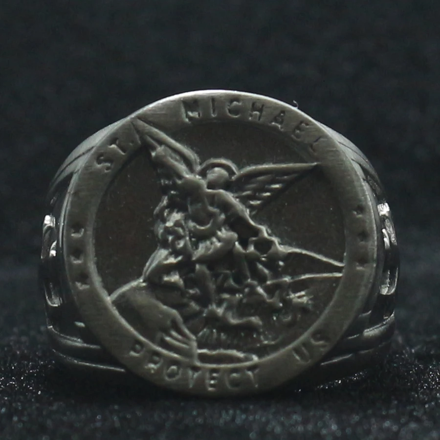 Кольцо унисекс из нержавеющей стали 316L с крестом от Saint Michael | Украшения и