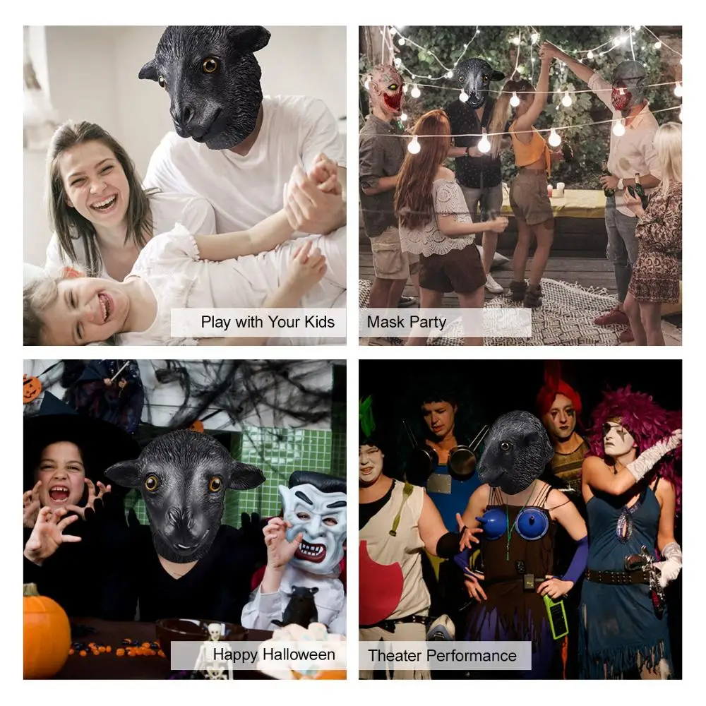 Овца Ram маска животное ферма овца полная голова латексные маски на Хэллоуин