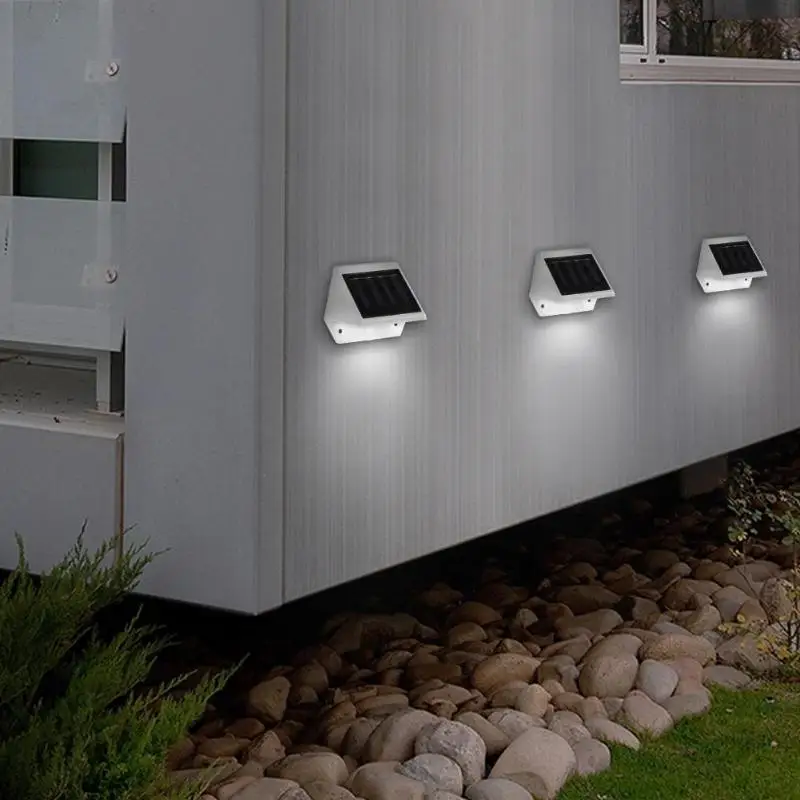 4 светодиодов забор лампа на солнечных батареях Пластик лестницы настенный