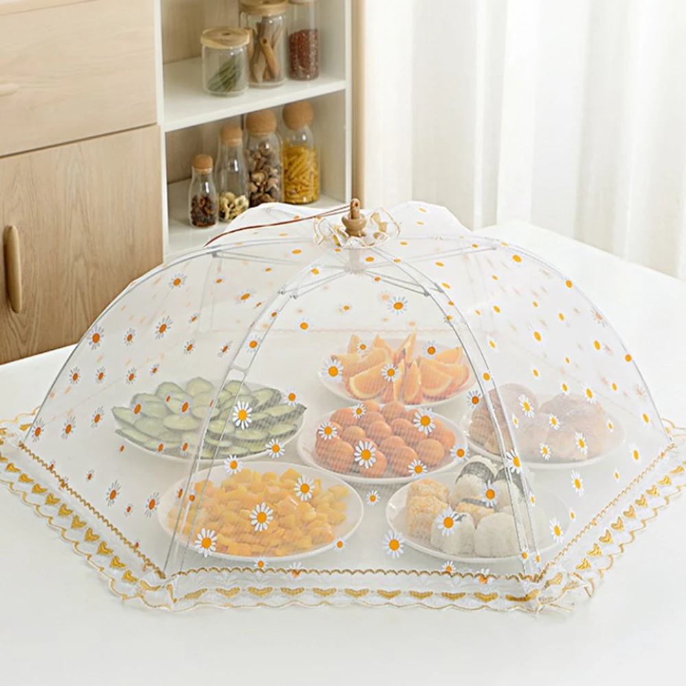 

Newest Umbrella Large Daisy Collapsible BBQ Fruit Covers Picnic Outdoor Kitchen Helper Food Cover Protector Anti Fly Mosquito