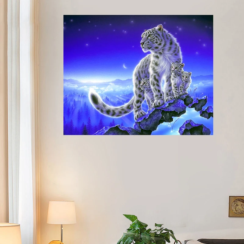 5D DIY алмазная живопись тигр семейная вышивка крестиком белый Стразы мозаичная |