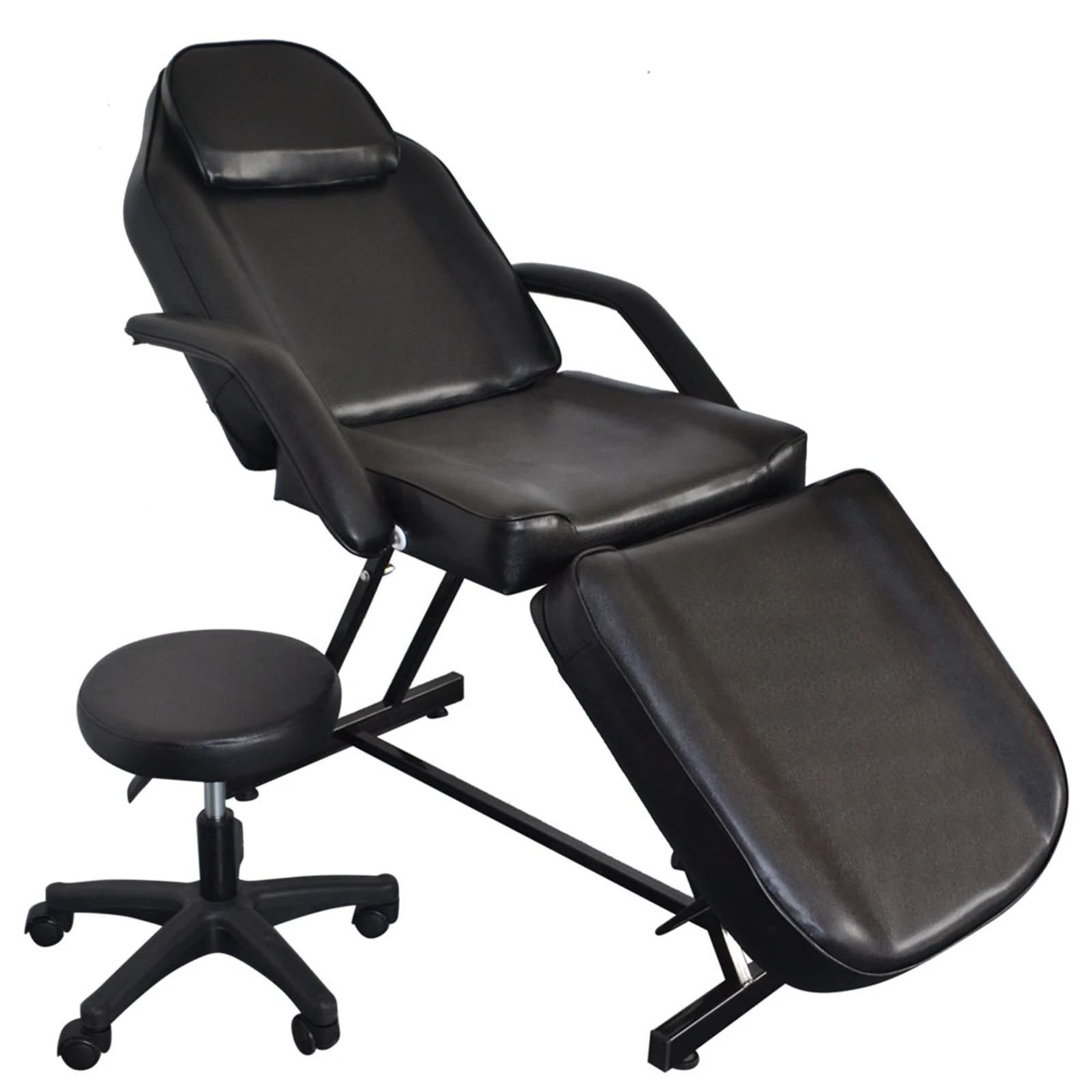 

Adjustable Beauty Salon SPA Massage Bed Tattoo Chair Beauty Salon Bed with Stool Black ship from US