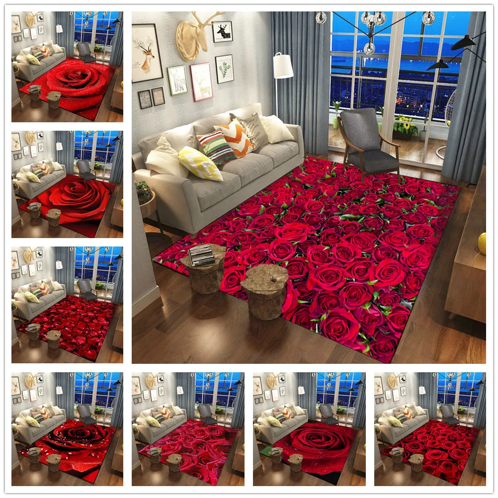 Розовые/красные розы цветы 3D коврики с принтом Свадебный декор большие День