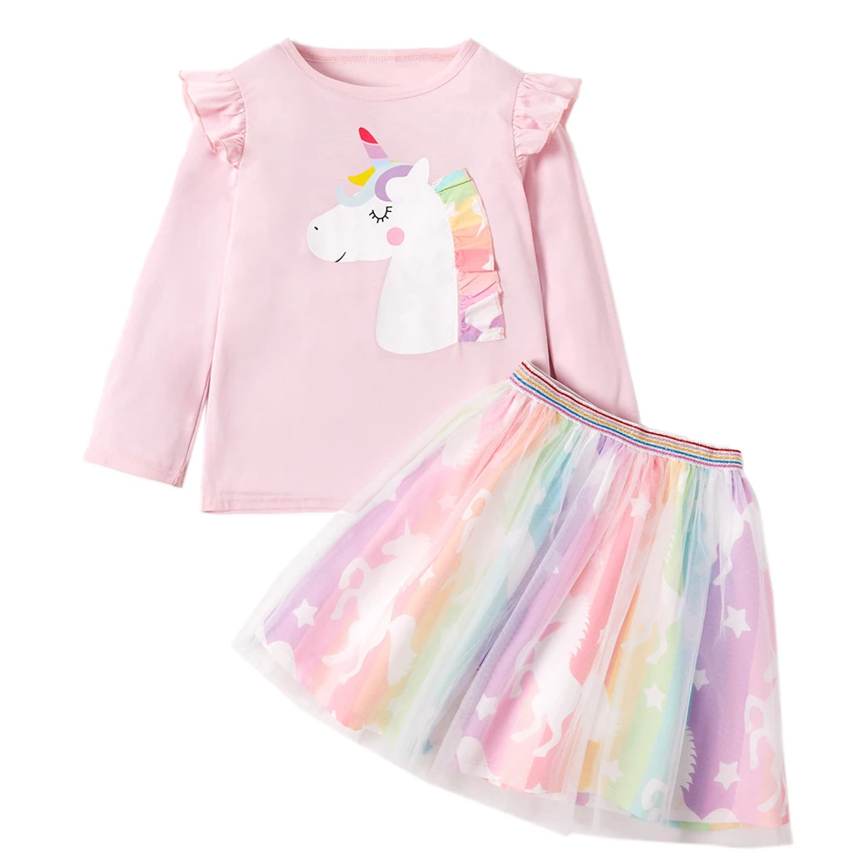 

2 шт., Детский комплект из рубашки с длинным рукавом и юбки