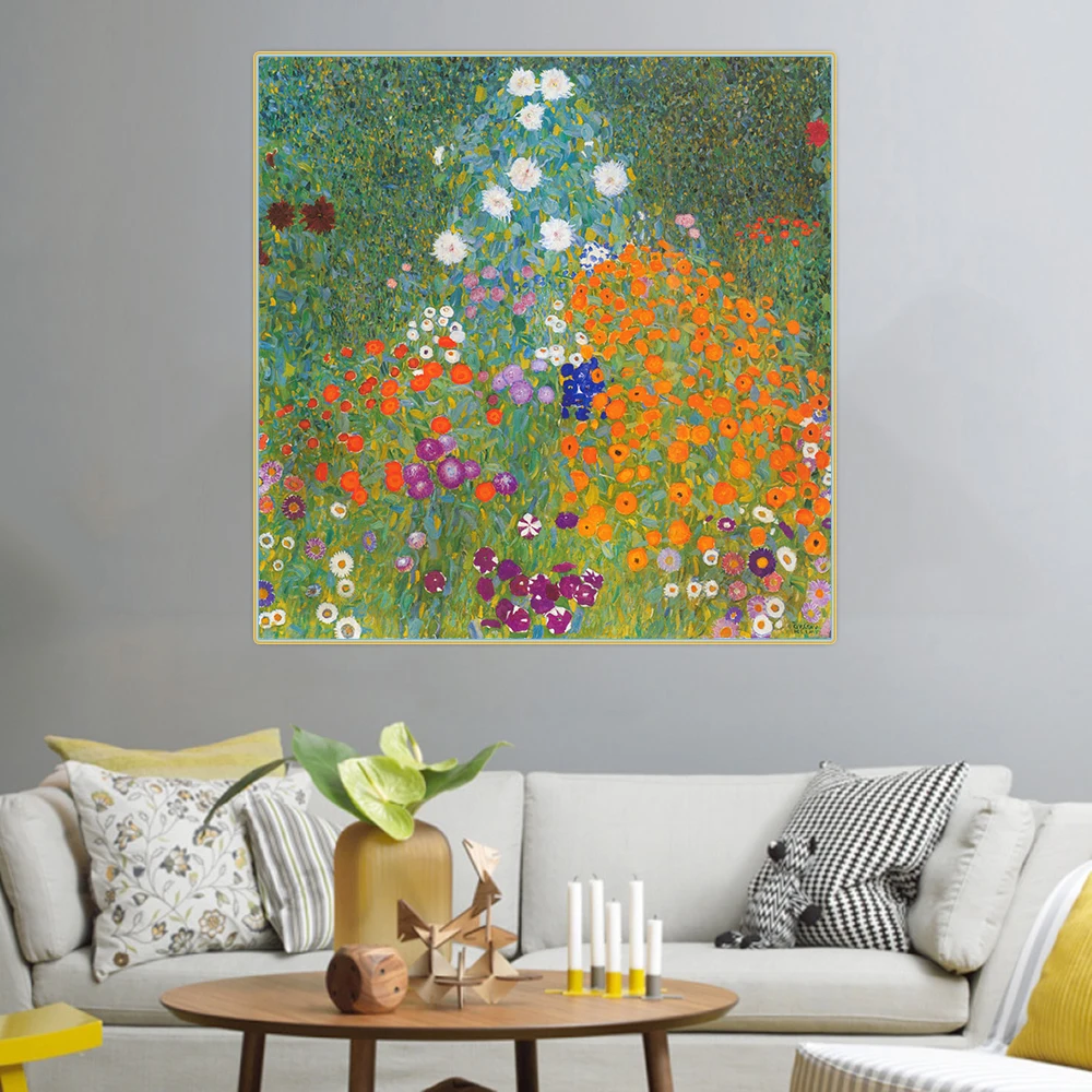

Gustav Klimt " Flower Garden " Aesthetic Canvas Painting Classical Picture Print Poster Wall Decor Home Interior Decoration