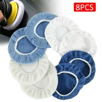 hot sale 8pcs car polisher pad bonnet 5 6 inch soft microfiber polishing bonnet buffing pad cover for car polisher wholesale