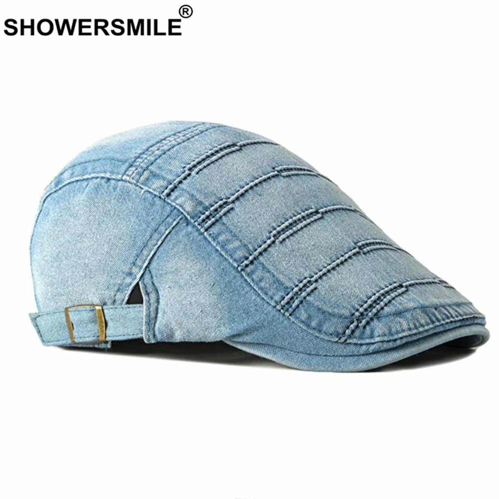 Кепка SHOWERSMILE джинсовая для мужчин и женщин регулируемый берет в стиле ретро