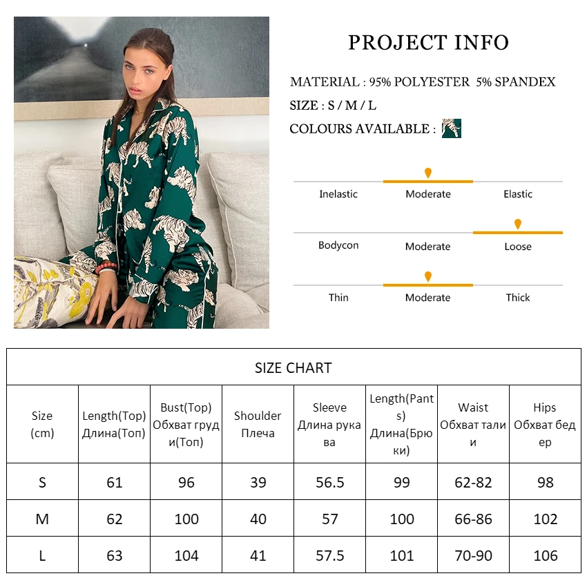 

Restve Animal Pattern Pajamas Women Turn Down Collar Long Sleeve Tops 2 Piece Set Print Pants Female Sleepwear Casual Nightwear