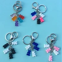 cute cartoon colorful gummy bears keychains for men kawaii candy bear key chains women bag keychain girl pendant key ring bijoux