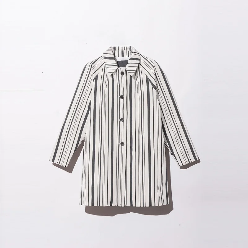 Длинный Тренч в тонкую полоску Женская Осенняя простая уличная одежда стиле