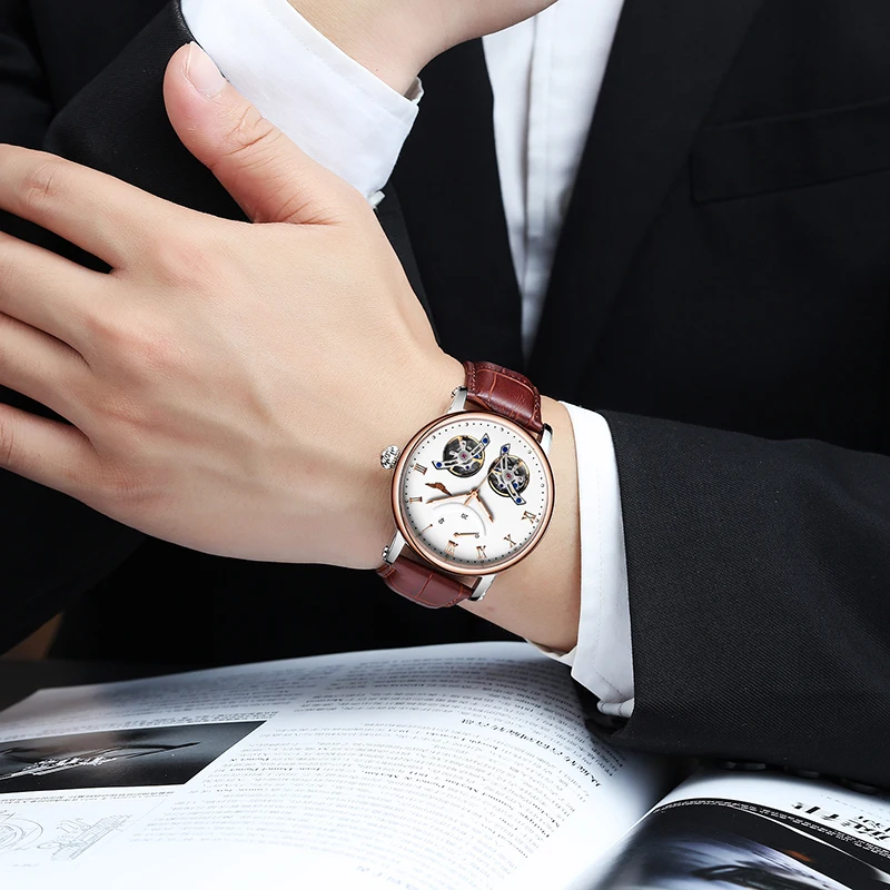 GUANQIN, двойные Tourbillon, автоматические часы, Роскошные, Relogio Masculino, водонепроницаемые, спортивные, брендовые, мужские, механические часы, наручные часы