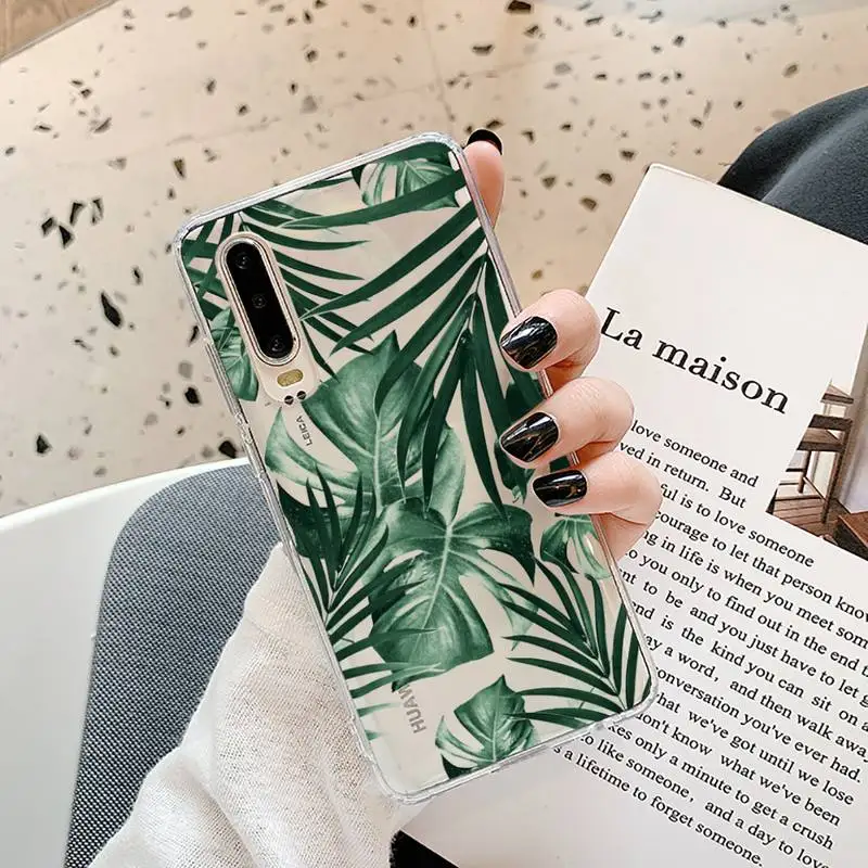 

green leaf Phone Cases Transparent for Samsung A71 S9 10 20 HUAWEI p30 40 honor 10i 8x xiaomi note 8 Pro 10t 11