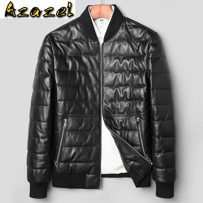 

Мужская кожаная куртка Azazel, зимнее пальто из овчины, мужская куртка из натуральной кожи, теплые пуховики, мужские кожаные куртки 31C1309 YY288