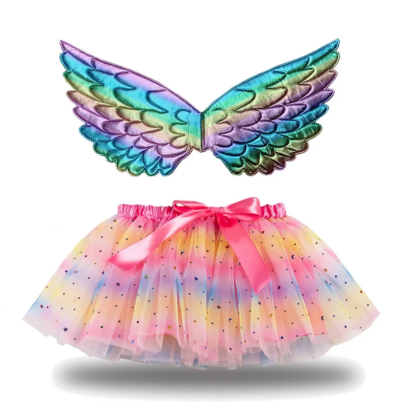 Юбка-пачка детская с радужным единорогом крыльями пони | Тематическая одежда и