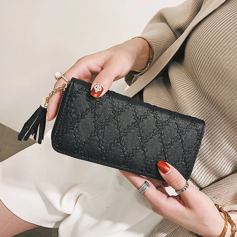 Модный женский длинный кошелек 2019 кожаный милый Дамский с кисточкой роскошный