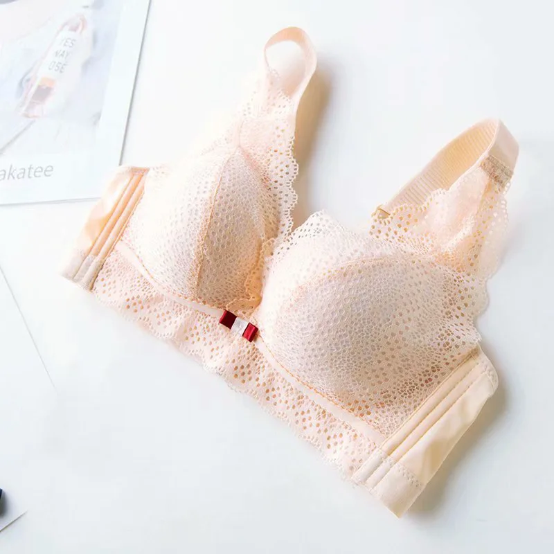 

Q3822-Korean-style WOMEN'S Wear Wholesale 2020 Summer New Style without Steel Ring Sexy Bow Lace Bra Underwear Female