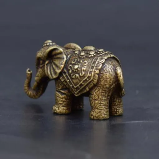 Китайская коллекция archaize маленькая статуя слона из твердой латуни|Статуи и