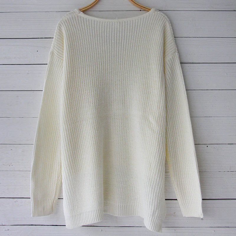 U-SWEAR 2020 New Fashion Winter Causal Loose Women Sweaters Deep V-neck Full Sleeve High Low Knitted Pullovers Solid Color Tops | Женская