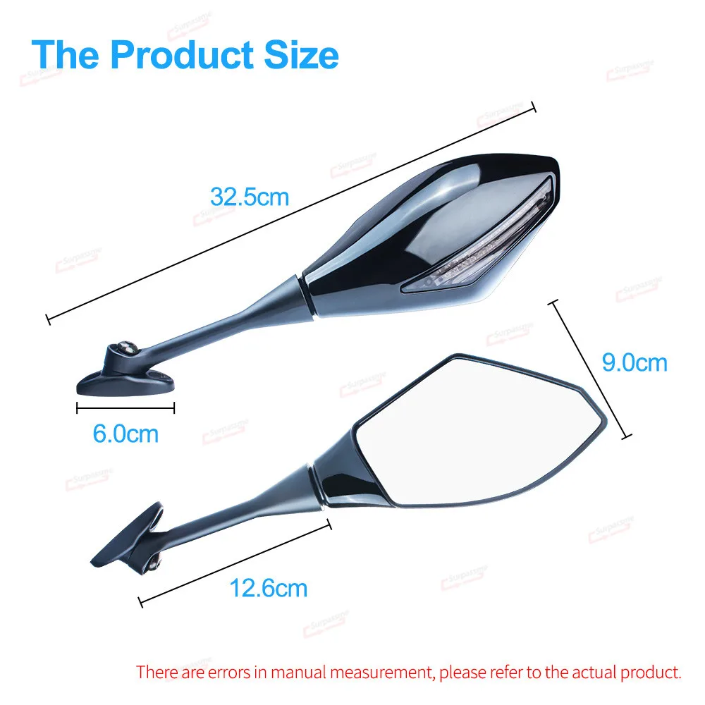 Мотоциклетное зеркало заднего вида с синим янтарным светодиодом светильник