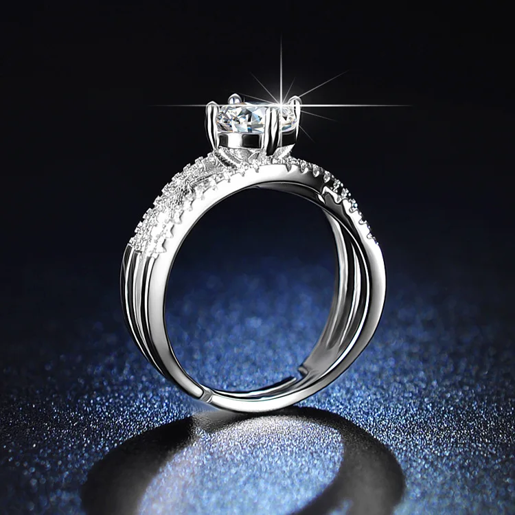 

925 Silver Ring Classic Engagement Ring Fine Jewelry Rings for Women Adjustable