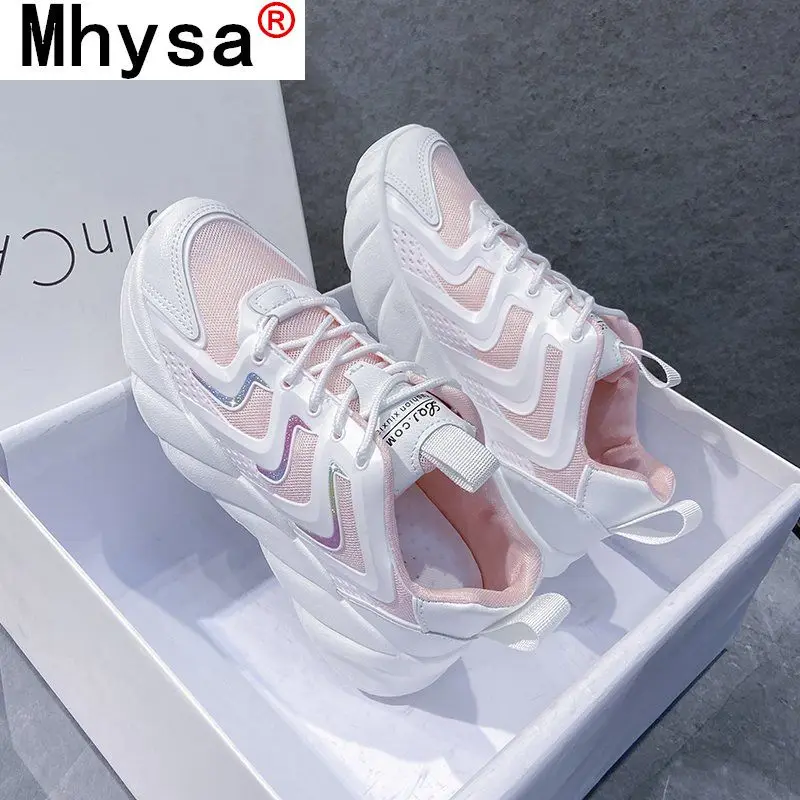 

2021 Women's Shoes Spring New Vulcanized Shoes Women's Sneakers Fashion Walking Platform Shoes Comfortable Lace-up Casual Shoes
