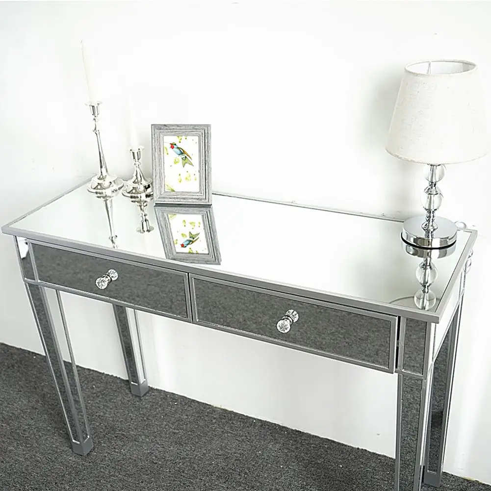 

Mirrored Makeup Table Desk Dresser Vanity Desk for Women with 2 Drawers for Bedroom Drawer Makeup Table Vanity Mirror Desk