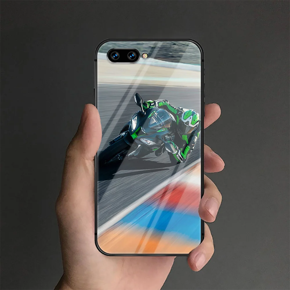 

Kawasaki Ninja Phone Tempered Glass Case Cover For Huawei Honor 7 8 9 10 20 A X I Lite Shell Black Etui