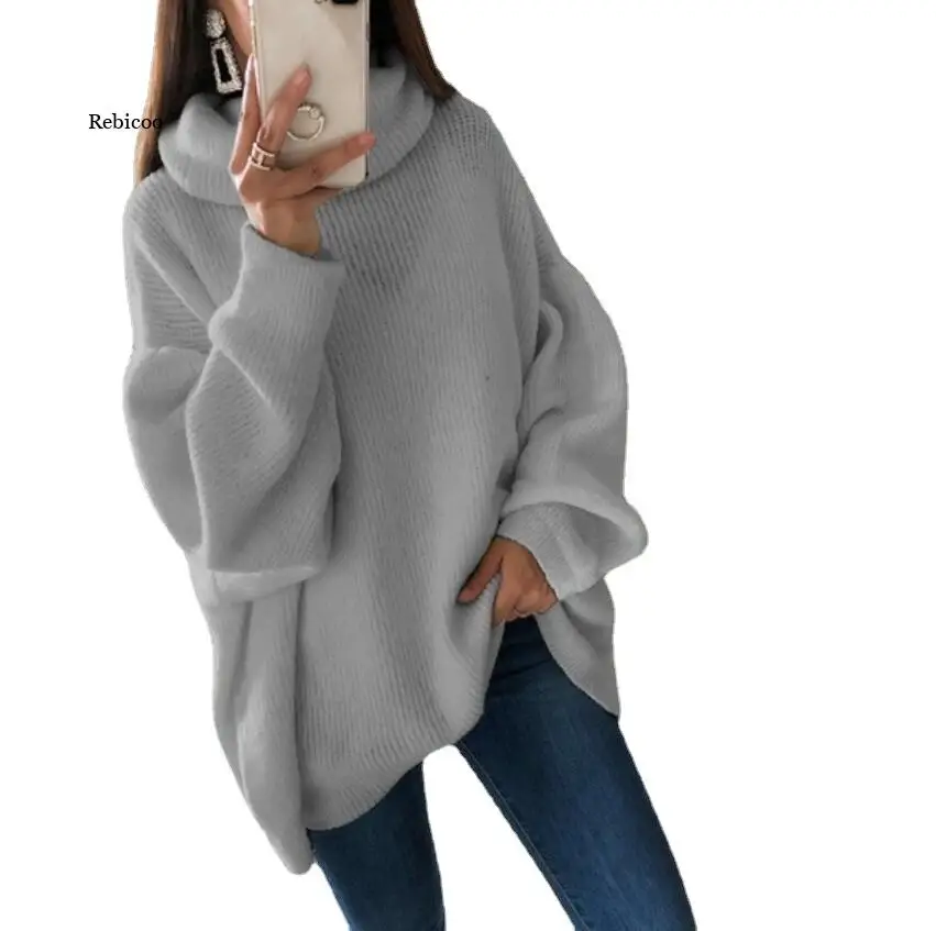

Women Knitted Sweater Long Sleeve Turtleneck Pull Femme Oversized Sweater Sweaters for Women Spring Autumn New