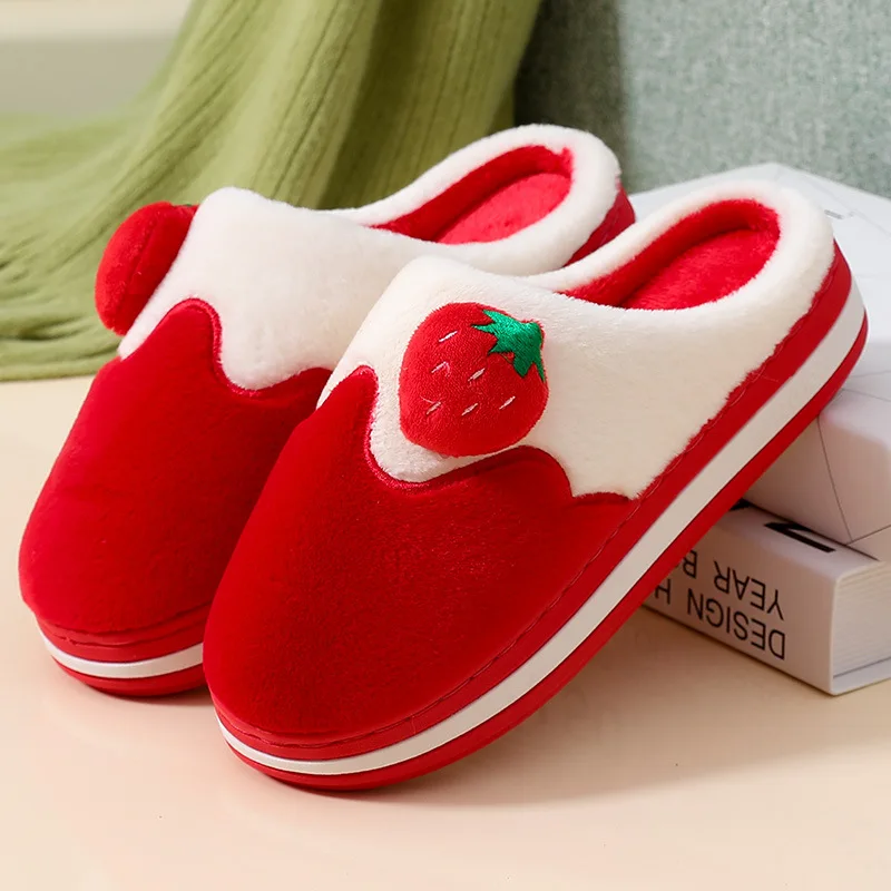 

Ladies New Cotton Slippers Cute Home Indoor Shoes Non-slip Thick Bottom Wool Drags, Wearing Warm Plush Slippers