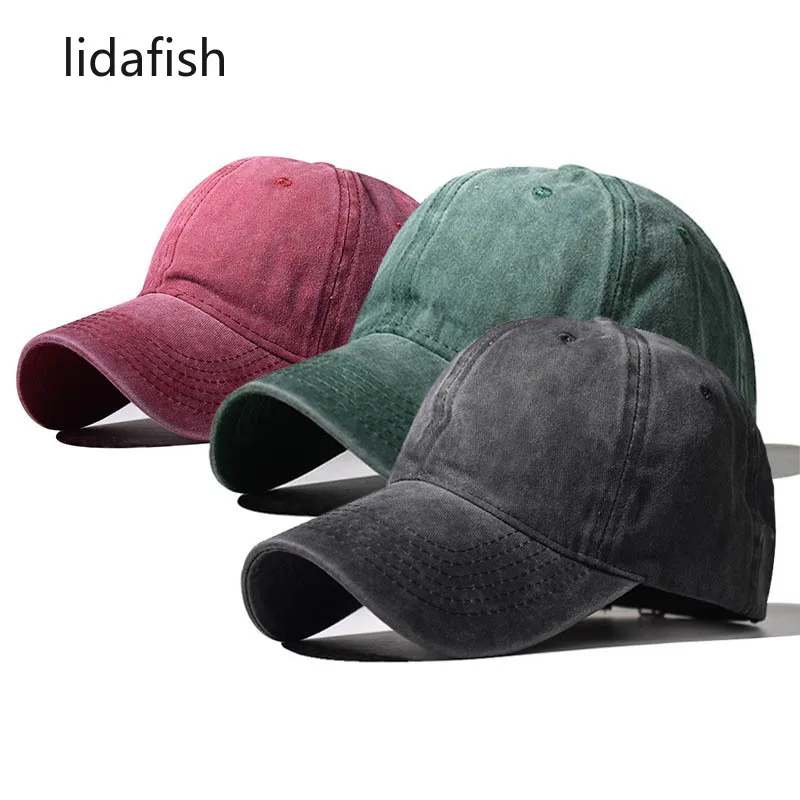 

lidafish Washed Cotton Solid Color Baseball Cap Unisex Fashion Snapback Dad Hat Outdoor Simple Vintag Visor Casual Cap