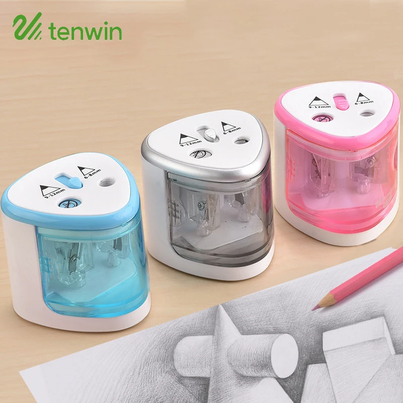 

Tenwin Mechanical Electric Double Pencils Sharpeners Plastic School Pencil Sharpener For Kids Kawaii Stationery School Supplies