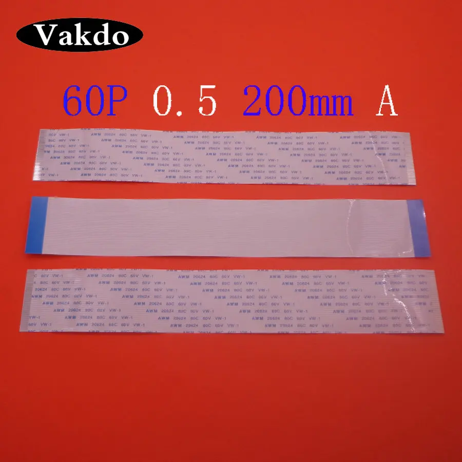 

2pcs New FFC FPC 60pin flat flexible cable 0.5mm pitch 60 pin forward Length 20cm Width 30.5mm Ribbon 60p AWM 20624 80C 60V VW-1